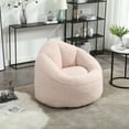 thumbnail image 4 of Lazy Sofa Chairs, Bedding Bean Bag Sofa Chair High Pressure Foam Bean Bag Chair Adult Material with Padded Foam Padding Compressed Bean Bag With Footrest, Pink Bean Bag Chairs, 4 of 27