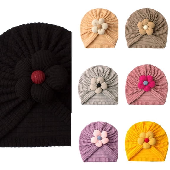 Wdgfv Baby Beanie Turban Baby Girl Hats Hospital Hats with Bow Wraps Breathable Cloth Baby Beanie Caps 0-36 Months