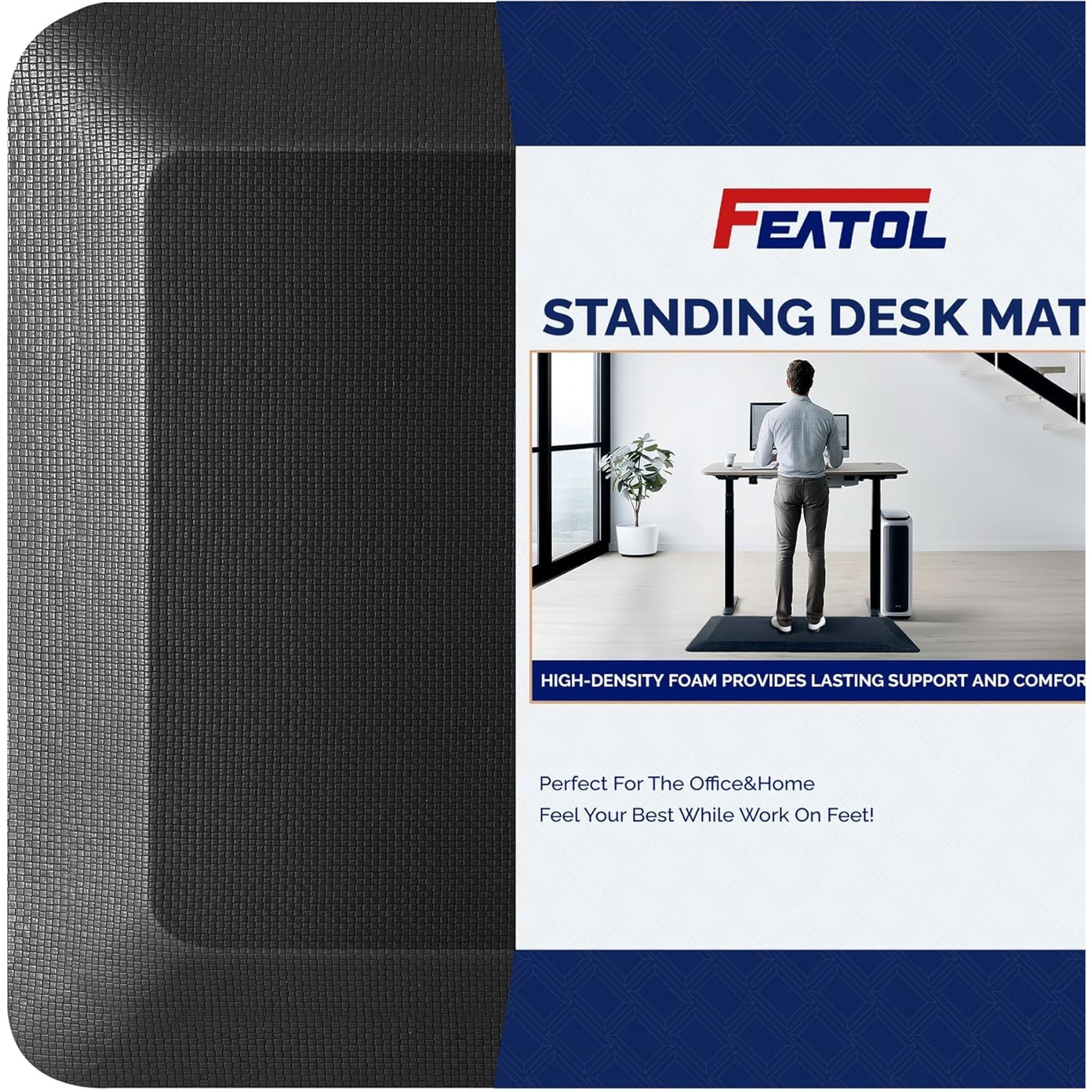 Anti Fatigue Mat for Standing Desk & Kitchen Floor 9/10 Extra Thick | Ergonomic Memory Foam Standing Mat Cushioned Comfort Floor Mat for Office Kitchen Home All-Day Work (20 x 32 Black 1PC)
