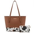 thumbnail image 1 of Bolso de mano Montana West de piel con estampado de vaca para mujer, 1 of 8