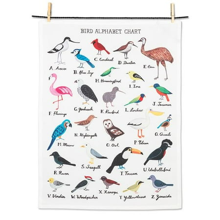 

Mr. MJs AB-56-KT-LK-03 20 x 28 in. Bird Alphabet Kitchen Tea Towel White & Multi Color - Cotton