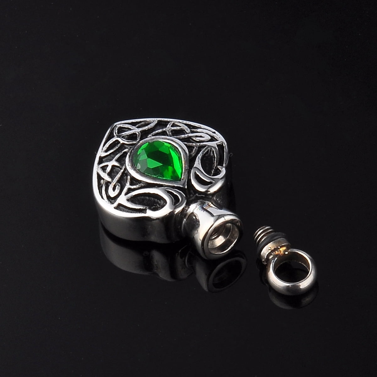 Anavia Emerald Celtic Human Ashes Cremation Holder Jewelry Memorial Necklace Ash Urn Keepsake with FREE Funnel Kit and Velvet Jewelry Box