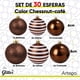 thumbnail image 2 of Esferas para árbol de navidad Artego set mix de 30 esferas = 10pz*8cm 20pz*6cm color Café chessnut * Línea Glitter 3 acabados glitter, brillante y cromada, para colgar Christmas ornaments, 2 of 6