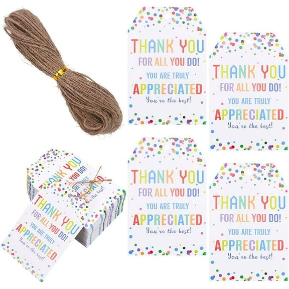1 Box 100Pcs Thank You for All You Do Gift Tags 3x2 White Paper Gift Colorful Thank You Label for Wedding Party Employee Mothers Day Teachers Day Thanksgiving Favor Wrapping Colorful DIY