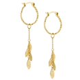 thumbnail image 3 of 1 par de pendientes colgantes de borlas de hojas de plata chapados en oro , aro pulido alto, elegante para mujer, 5 cm de lo Yinane Pendientes colgantes de hojas, 3 of 8