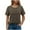 Brown, variant on ZQUUVOU Women's Summer Short Sleeve Tops Casual Front Pleated Solid Color Round Neck Top/Shirt Black