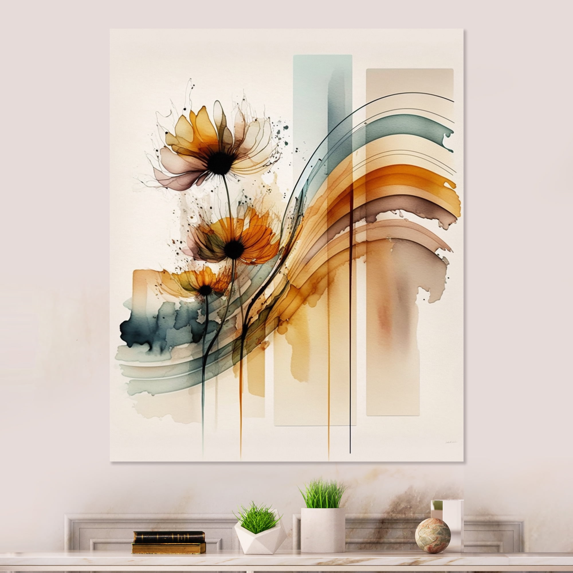 Designart Orange Daisy Flowers Hyperrealistic II Canvas Wall Art