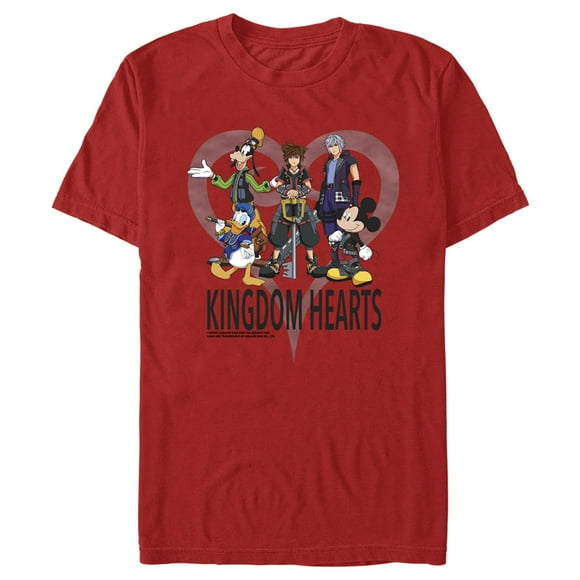 Men's Kingdom Hearts 3 Box Art  T-Shirt - Red - Small