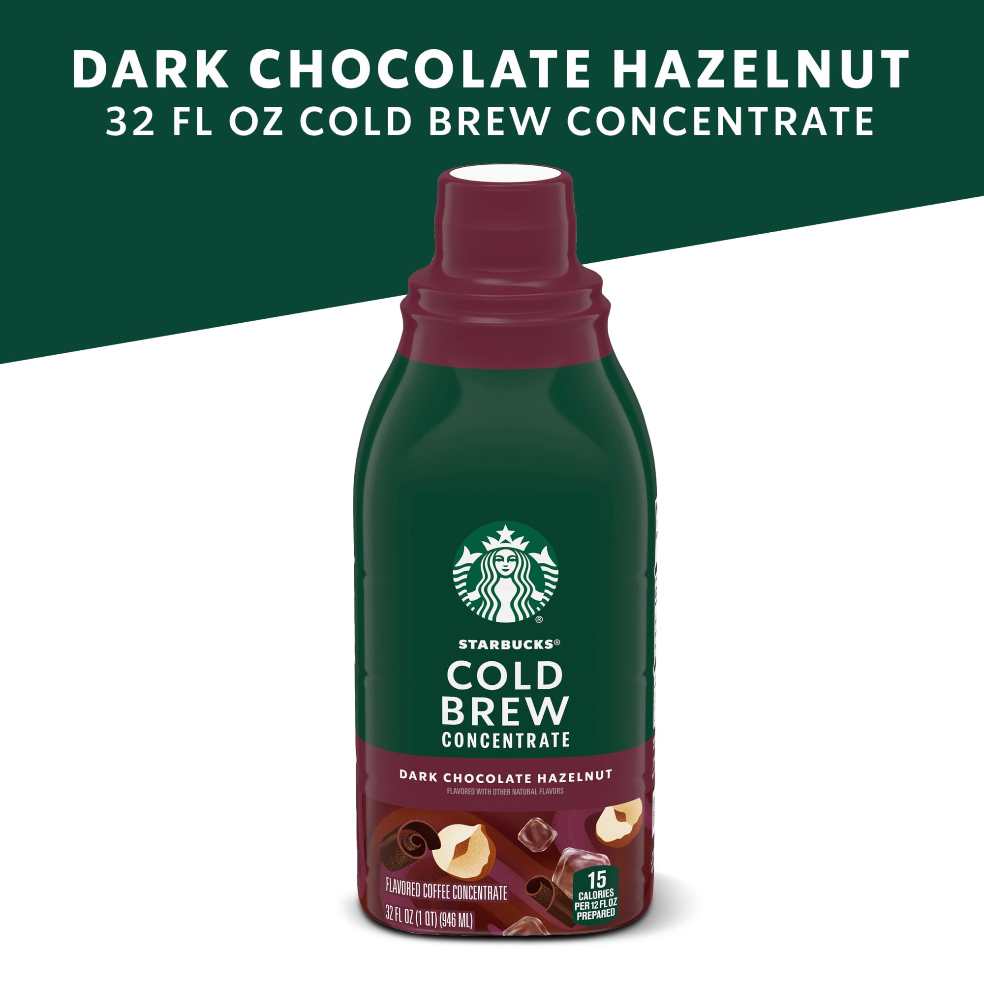 (6 pack) Starbucks  Dark Chocolate Hazelnut, Cold Brew Coffee Concentrate, Iced Coffee, 32 fl oz