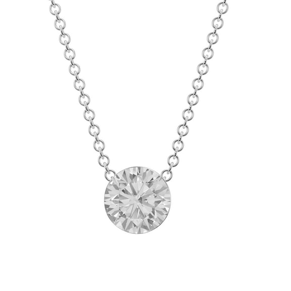 DIAMOND CLUB 0.70 Carat Lab Grown Diamond Solitaire Pendant Necklace in 14K White Gold | VVS Clarity, F Color | Round Brilliant Cut Classic Jewelry for Women
