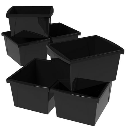 Storex 4 Gallon/15 L Classroom Storage Bin, Black (6 (Best Classroom Organization Ideas)