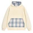 thumbnail image 2 of Yaoyar Young Men’s Casual Fashion Hoodies Plaid Color-matching Pocket Long Sleeved Hoodies With Plaid Pocket Sweatshirt Big And Tall,Beige,M, 2 of 5