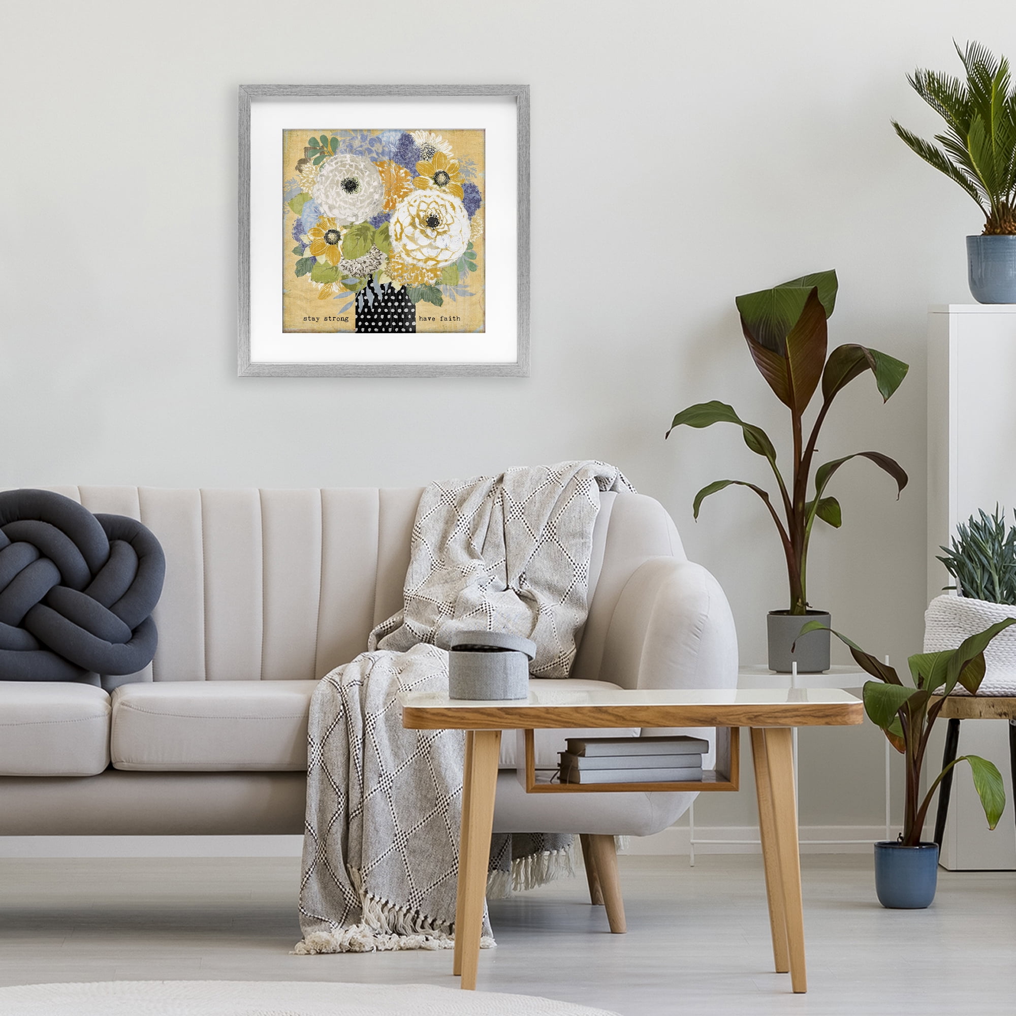 Stupell Industries Stay Strong Have Faith Gray Framed Print Under Glass, design by Suzanne Nicoll