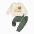 thumbnail image 4 of NOLDARES Toddler Baby Boy Fall Clothes Long Sleeve Letter Print T-Shirt with Elastic Waist Set Fall Winter Outfit(M545-Green), 4 of 4