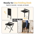 thumbnail image 5 of EDX Small Folding Desk with Shelf, No Assembly 2-Tier Compact Computer Table, Portable Study Workspace for Bedroom, Home Office, Black, 5 of 7
