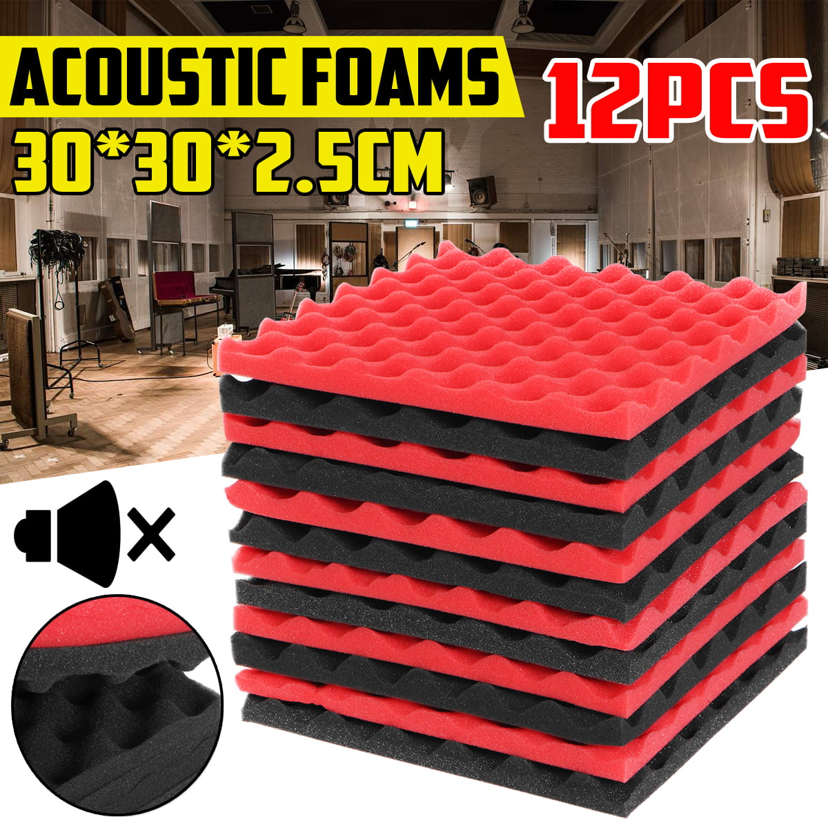 12PACK Durable Soundproof Foam Studio Foams Acoustic Wall Panel Sound ...