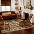 thumbnail image 5 of Toyoso 6'x9' Traditional Lattice Area Rug, Walnut Brown & Cream Large Silicone Indoor Carpet, 0.25" Slim Machine Washable Rug, Non-Slip Stable Floor Cover for Modern Living Room and Apartment, 5 of 9