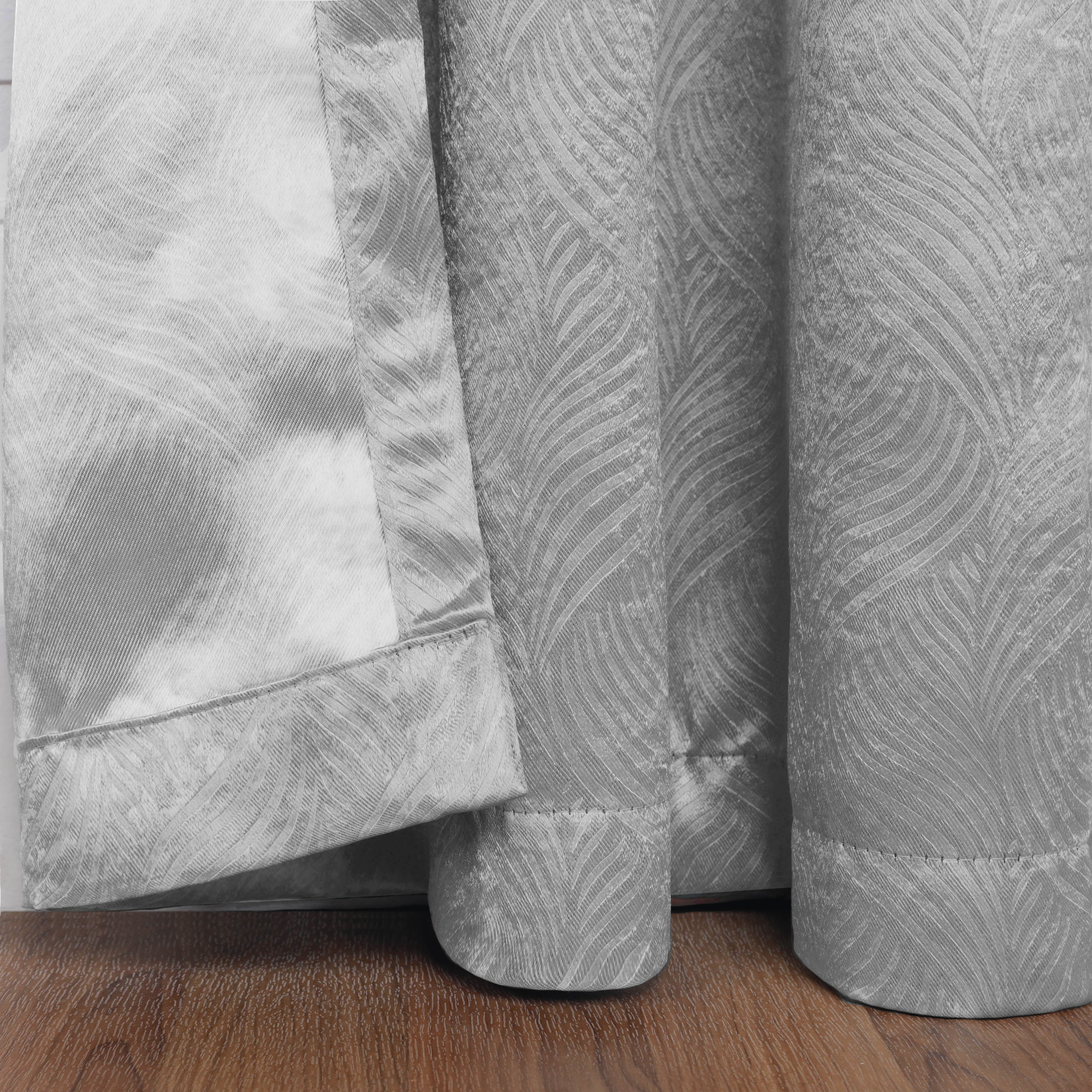 Superior Wave Blackout Rod Pocket Curtains Panel Set, Chrome, 26" x 63"