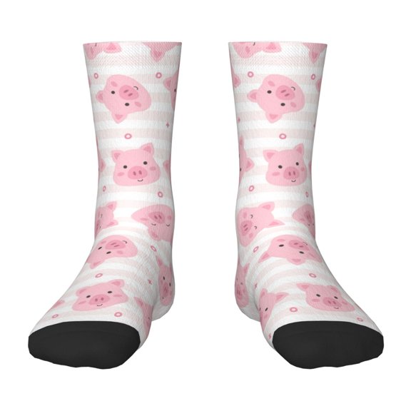 Rateoe Cartoon Pig Pattern Children's Socks, Socks Gifts ,kids Crew Soft Cotton Socks , Moisture-Wicking, Durable, Ideal for Daily Wear & Sports