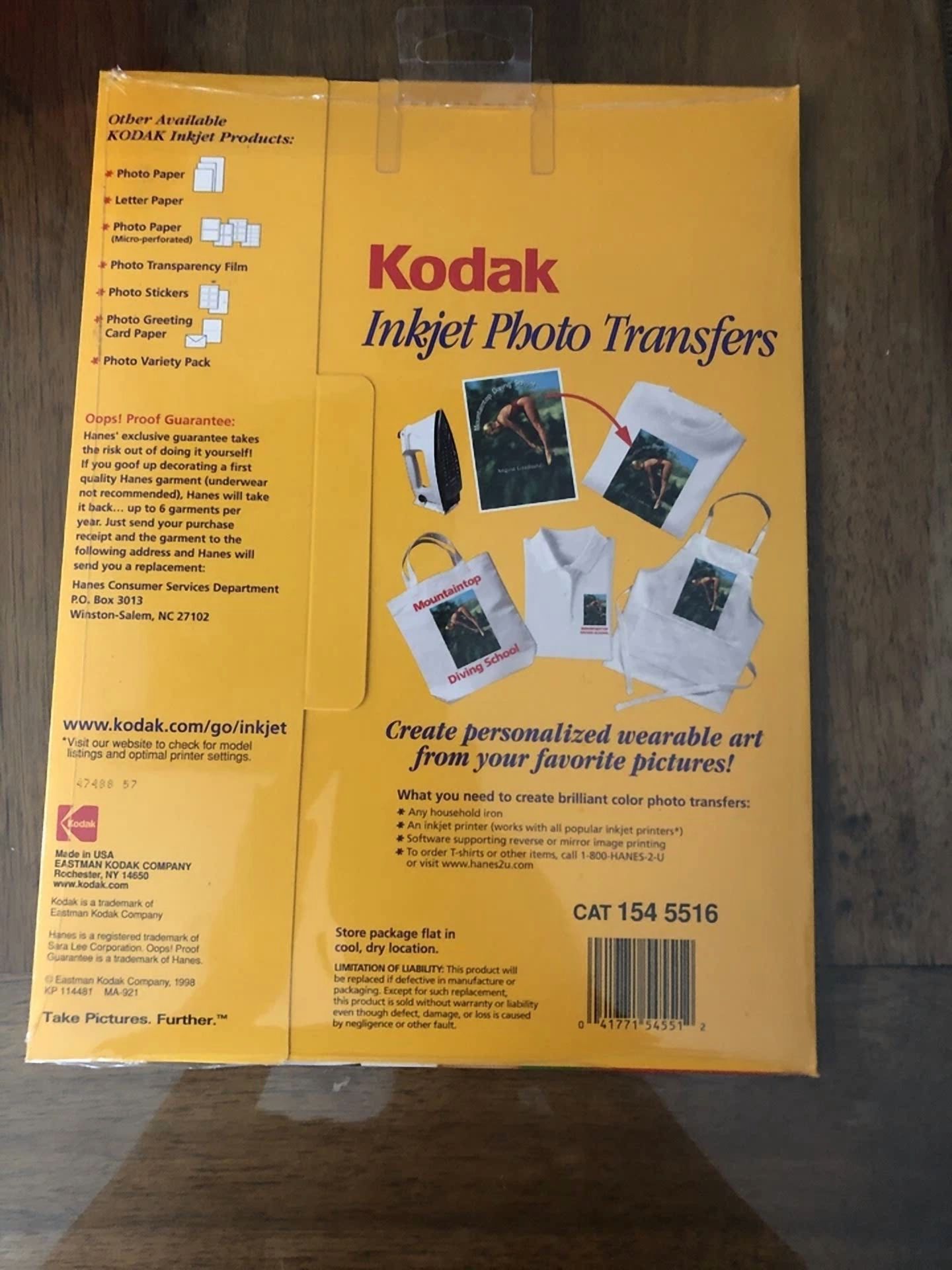 BUTTERFLY- New Kodak Inkjet Photo Transfers 6 Sheets Sealed Pack T-Shirt Printing Art
