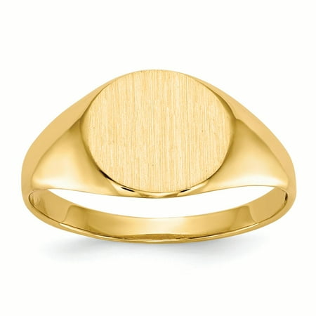 14K Yellow Gold 8.6 MM Round Engravable Signet Ring, Size 6