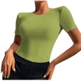 thumbnail image 1 of Blusa superior sexy de manga corta sólida con cuello redondo de verano para mujer con estilo OAVQHLG3B Store lin121212, 1 of 5