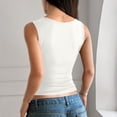 thumbnail image 5 of Smsaxvxz Tank Tops for Women Summer Fashion Square Neck Sleeveless Casual Solid Sexy Slim Blouse Tops White L, 5 of 6