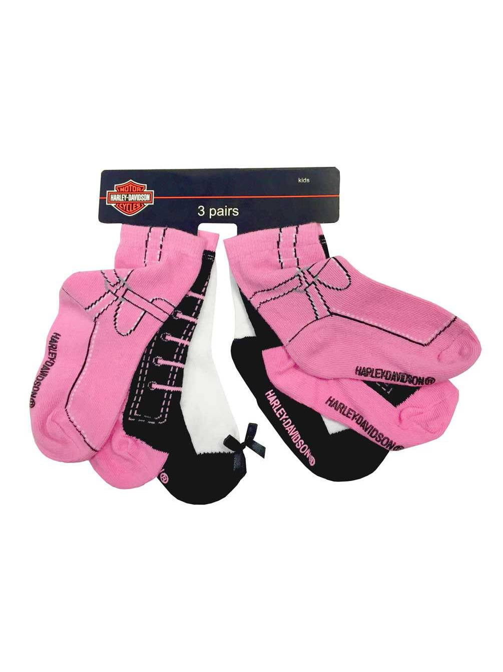 S9AGI63HD 6-12M Harley-Davidson® Infants Baby Girls Non-Skid Socks 3-Pack 
