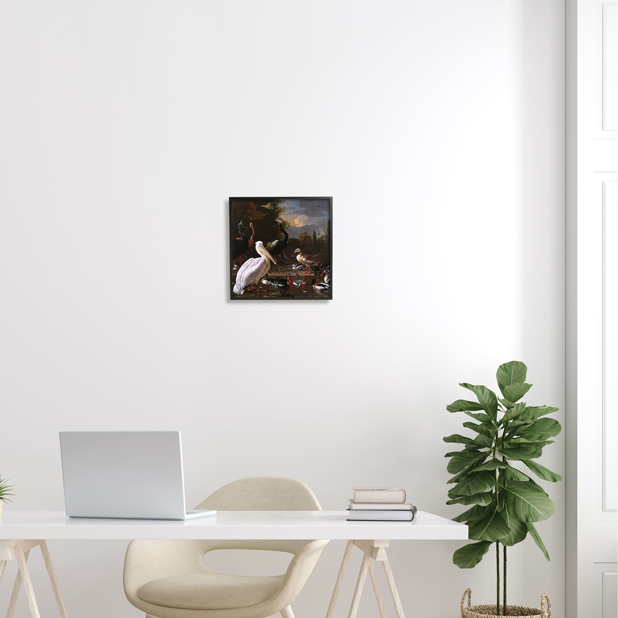 Stupell Industries Pelican and Other Birds Melchior d'Hondecoeter Painting Painting Black Framed Art Print Wall Art, Design by one1000paintings
