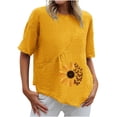thumbnail image 1 of Blusa con bolsillo y estampado de solapa con botones de manga larga informal para mujer Pompotops hfajkhk137048, 1 of 4