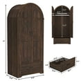 thumbnail image 4 of Arched Wardrobe Closet with LED Sensor Light & Hidden Mirror, Farmhouse Bedroom Armoire with Drawer, 71" Freestanding Closet with Hanging Rod, 4 of 10