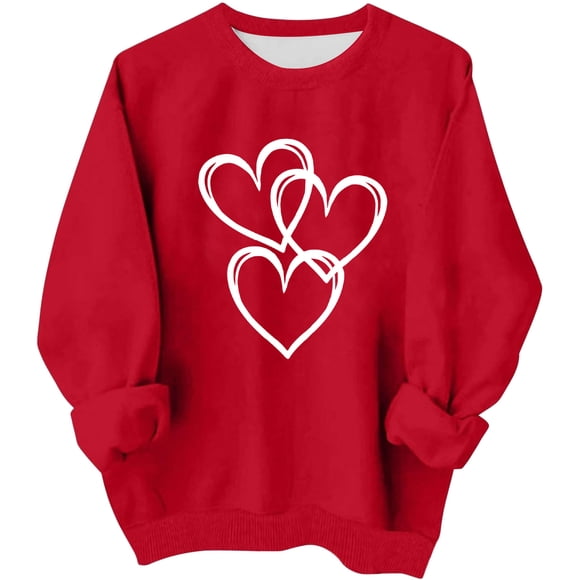 Sudadera sin capucha para niñas, cuello redondo, sudadera extragrande, estampado de San Valentín, manga larga, para niñas de 1 a 15 años