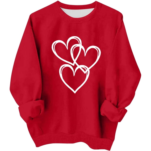 Sudadera sin capucha para niñas, cuello redondo, sudadera extragrande, estampado de San Valentín, manga larga, para niñas de 1 a 15 años