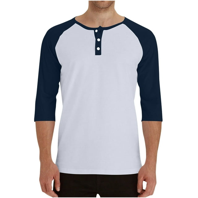 Npasoilc Hauts pour Hommes Chemise Respirante Couleur Unie Raglan Manches Trois-Quarts Col Rond