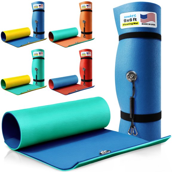 SOWKT Lily Pad Floating Mat for Lakes and Boating (9x6 Feet, Blue/Green)