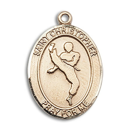 - 14kt Yellow Gold St. Christopher/Martial Arts Medal 3/4 x 1/2 inches