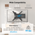 thumbnail image 2 of MountFTV Full Motion Long Arm TV Mount for 32-65" TVs, Corner TV Mount with 30" Extension, Up to 99 lbs, Max 400x400mm, TV Wall Mount with Articulating Swivel Tilt Single Stud, 2 of 9