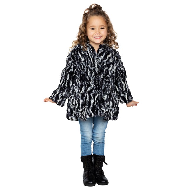 Widgeon Girls' Coat Button Front Faux Fur Jacket