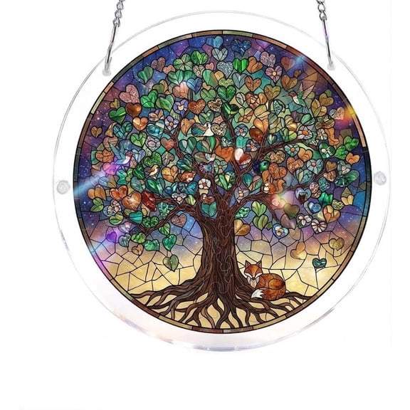 WEGFTDUOP Sun Catcher Colorful Acrylic Puzzle Pendant Home Puzzle Decoration Gift Giving Stained Glass Window Hanging Stained Glass Suncatcher