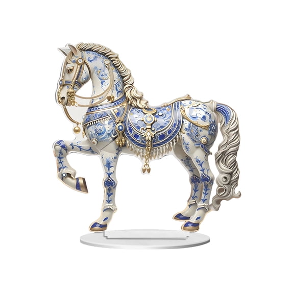 Blue Blue 2D Acrylic Horse Year Decoration For 2026 Tabletop Ornament Home Desk Decor Hanging Car Mirror Charm