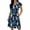 Green b, variant on Ladies' Fashionable Printed Flying Sleeves Short Sleeved V-Neck High Waist Cinched A-Line Button Up Dress