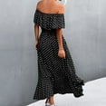 thumbnail image 4 of USSUMA Sundresses for Women Casual Summer Ruffle High Waist Wrap Long Swing Polka Dot Maxi Womens Shirt Dresses Beach Off Shoulder Sleeveless Plus Size Wedding Guest Sun Dress, 4 of 4