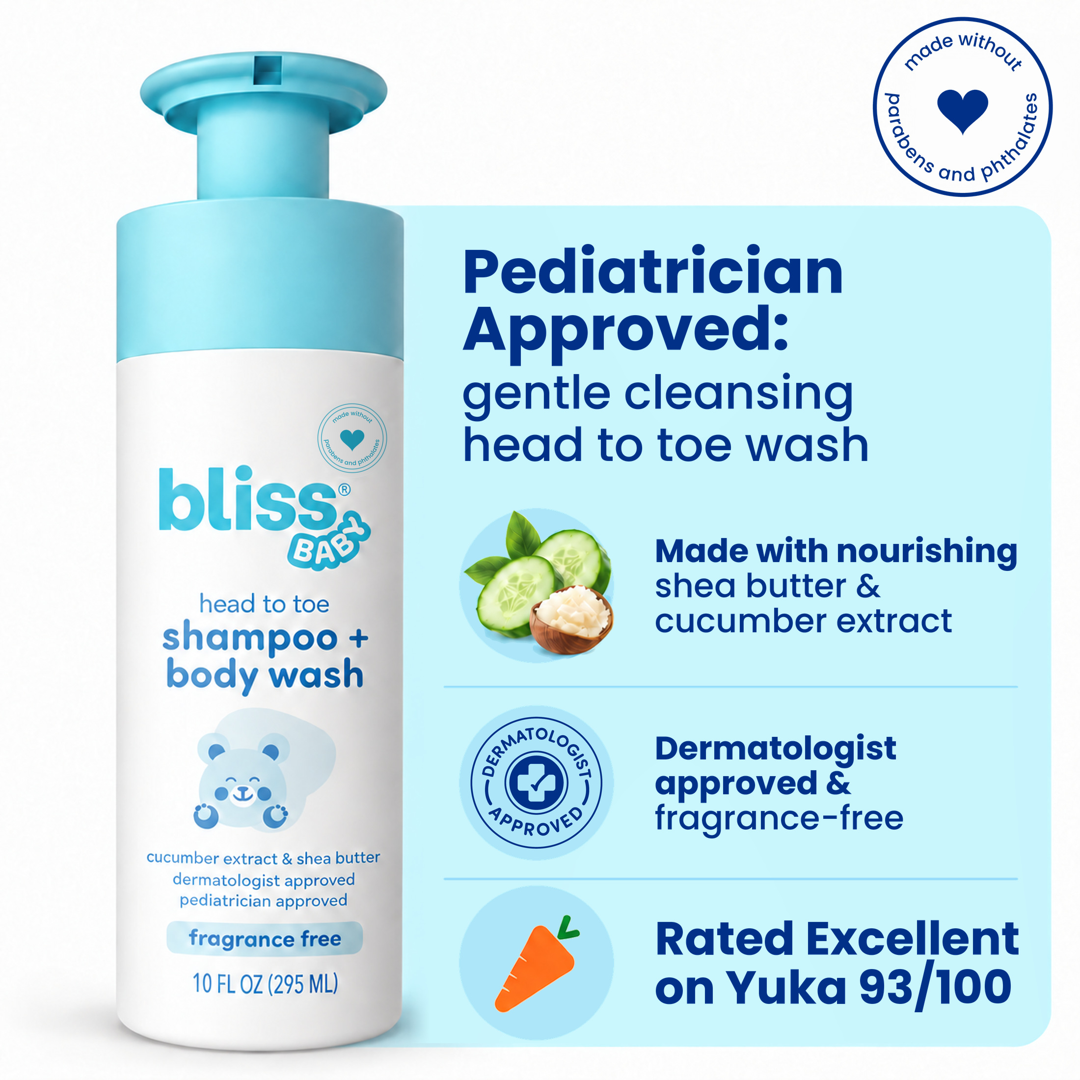 Bliss Baby Shampoo and Wash 2-in-1 Fragrance-Free photo 1