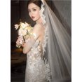thumbnail image 2 of Elegant White Cathedral Length Bridal Veil with Appliqué - Timeless Wedding Accessory for Brides, 2 of 6