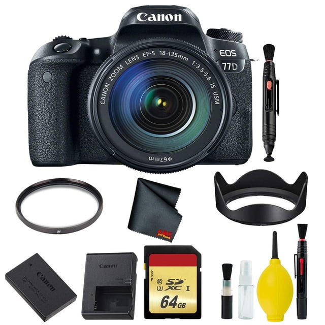 Canon EOS 77D Appareil Photo Reflex Numérique avec Objectif 18-135mm USM Kit Mémoire