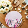 thumbnail image 2 of Round Placemats Pink Abstract Mountain 15 inch Set of 6 Table Mats for Dining Table Art Painting Snow Mount Heat Resistant Non-Slip Kitchen & Home Decorative Place Mat Set, 2 of 8