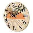thumbnail image 3 of Designart 'Abstract Geometrical Moon and Sun With Leaf I' Modern Wood Wall Clock, 3 of 5