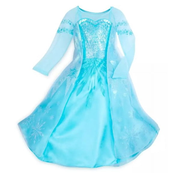 Disney Girls' Size 5-6 Blue Lace Princess Dress, Long Sleeve