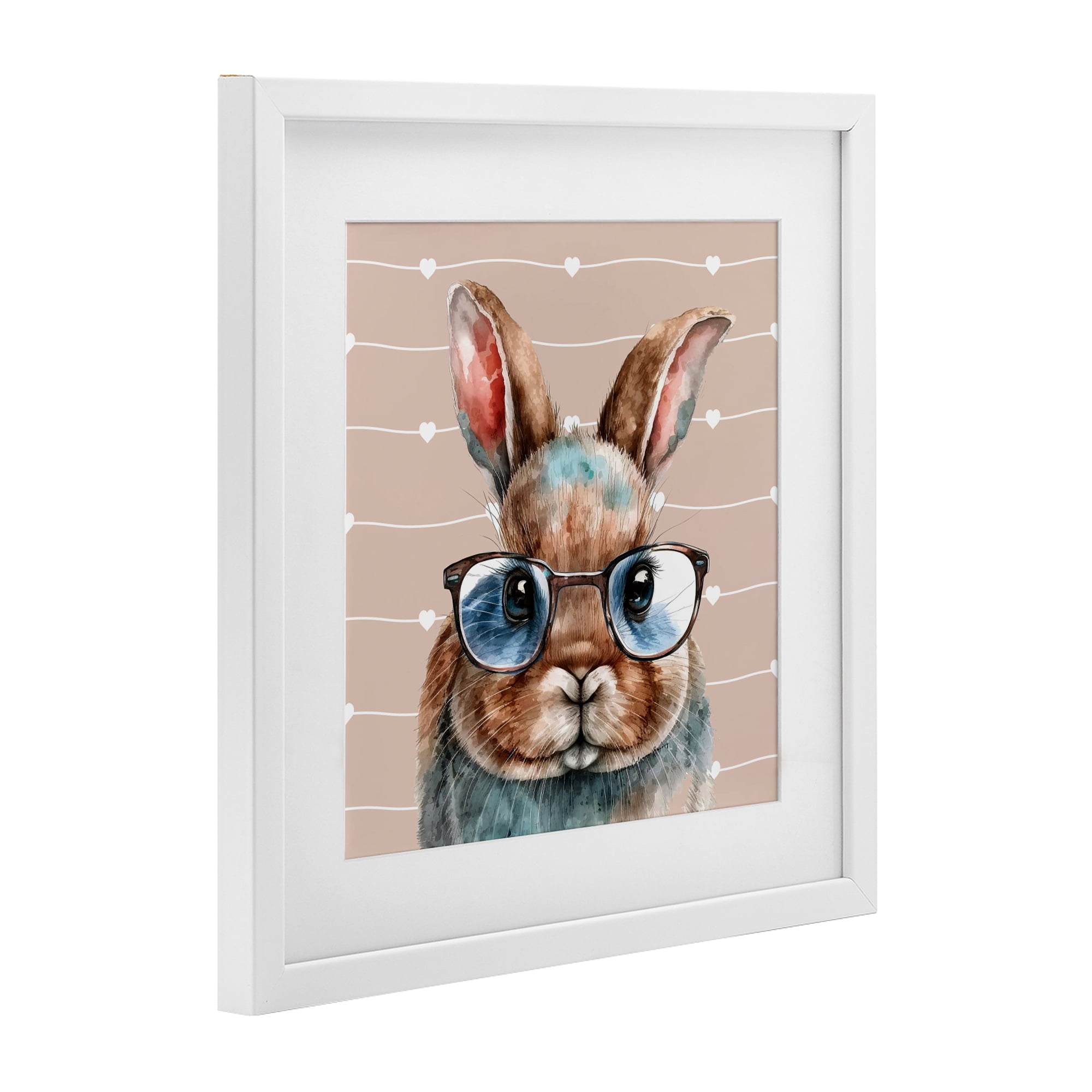 Stupell Industries Buster Rabbit with Specs White Framed Print Under Glass, design by Yvonne Coleman Burney