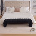 thumbnail image 3 of Modern Chenille Upholstered Armless Bed Bench 69.7 Inch Wide Multi-Purpose Storage Sofa for Living Room and Bedroom, 3 of 10
